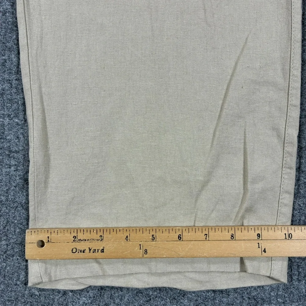 Tasso Elba Island Mens Pants Size 2XL Beige Linen Blend Straight Leg High Rise